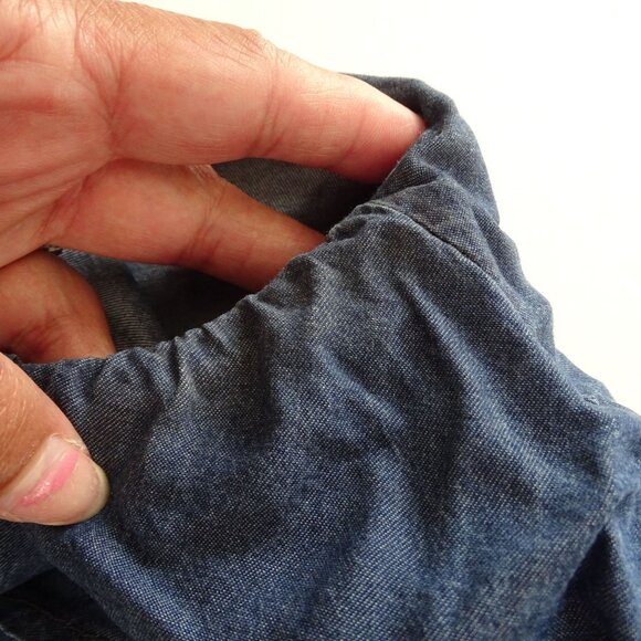 Apricot  One Shoulder Ruffle Denim Chambray Shift Dress Women Size M Above Knee - Picture 9 of 9